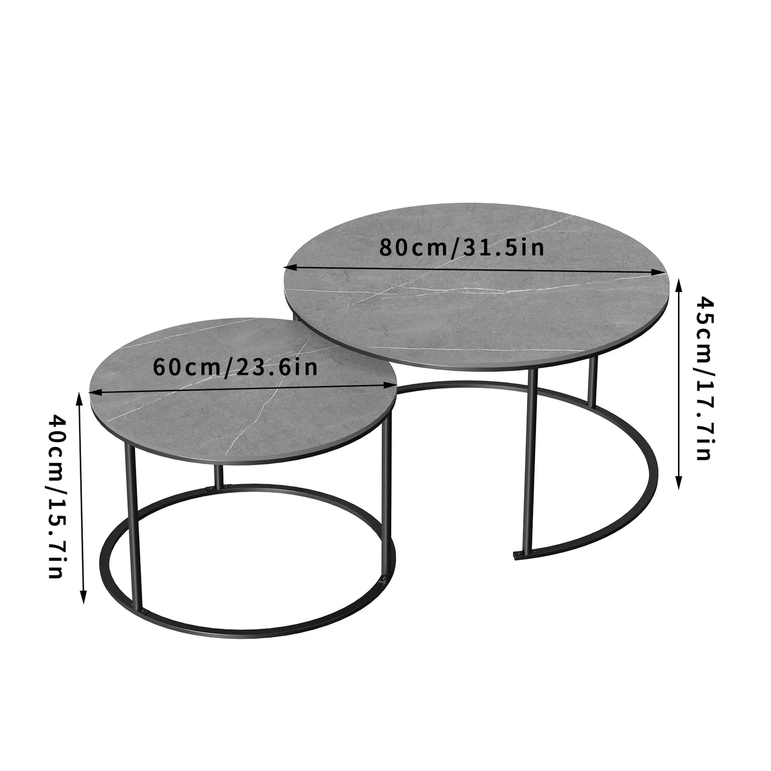 Modern Round Marble Nesting Coffee Table - Set of 2