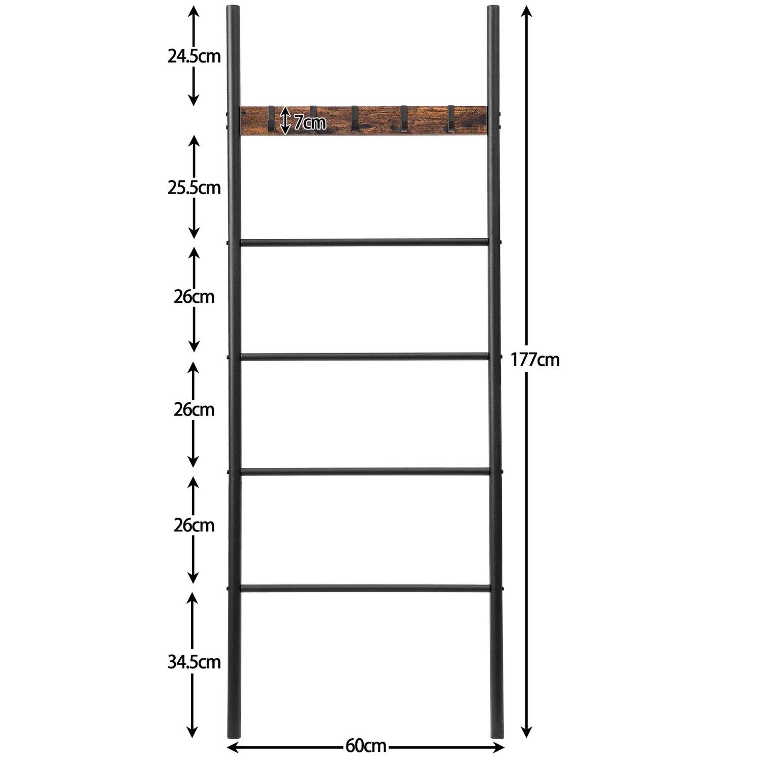 Bathroom Towel Ladder With Removable Hooks