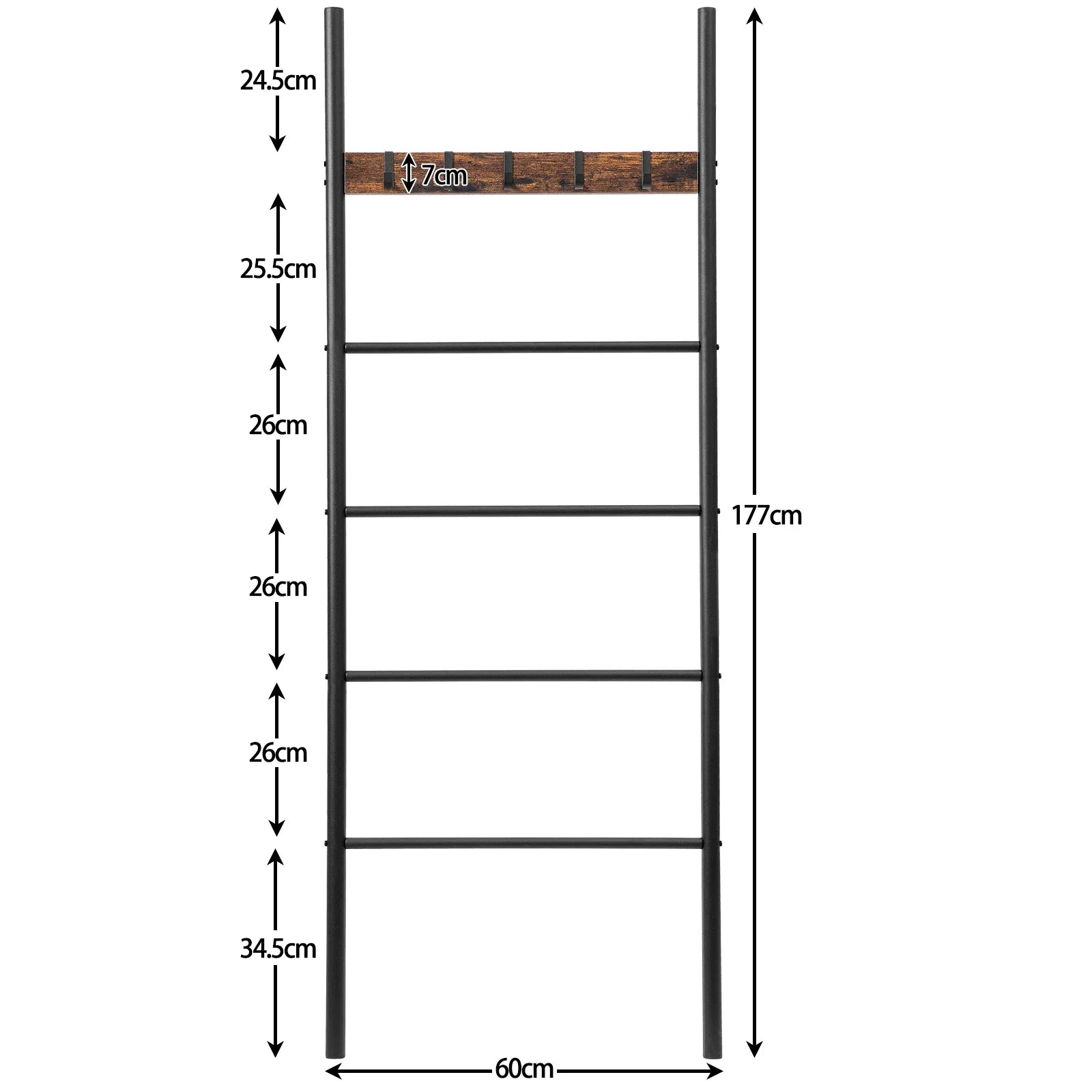 Bathroom Towel Ladder With Removable Hooks