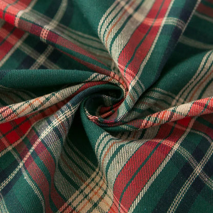 Green Christmas Tablecloth with Red/White/Green Plaid | Festive Elegance Unveiled