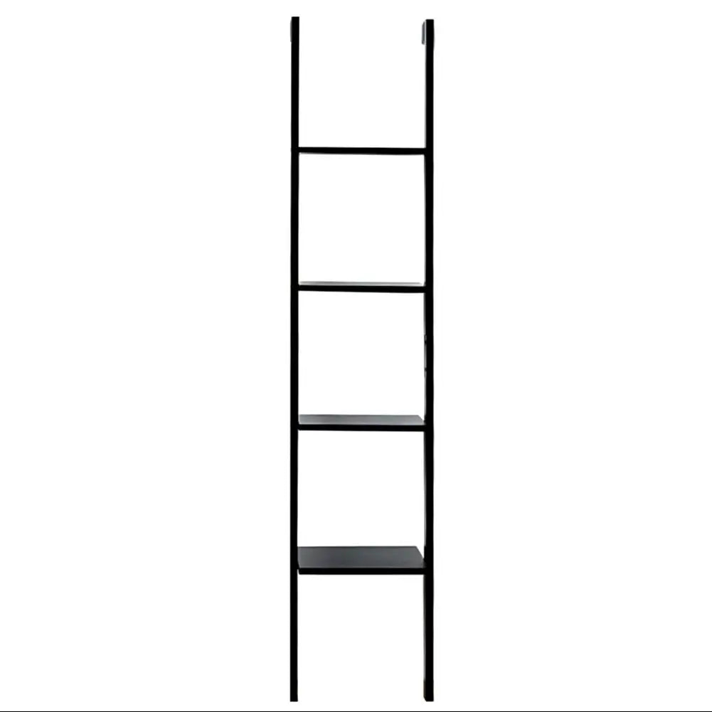 4-Tier Black Ladder Shelf: Stylish &amp; Space-Saving Storage Solution