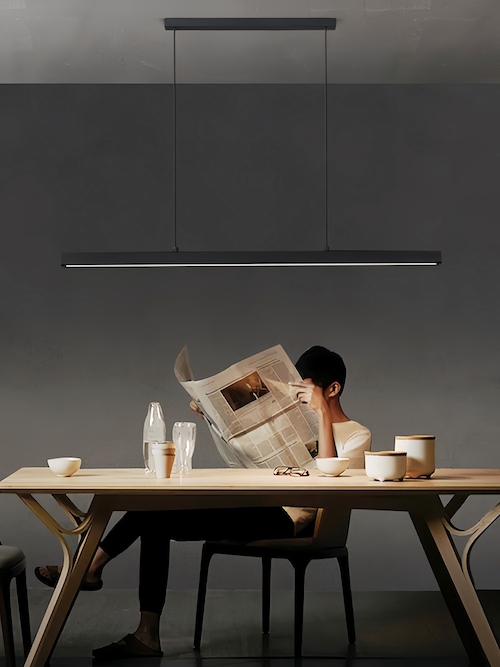 Minimalist Black Pendant Light: Dimmable LED, Adjustable, Energy-Saving