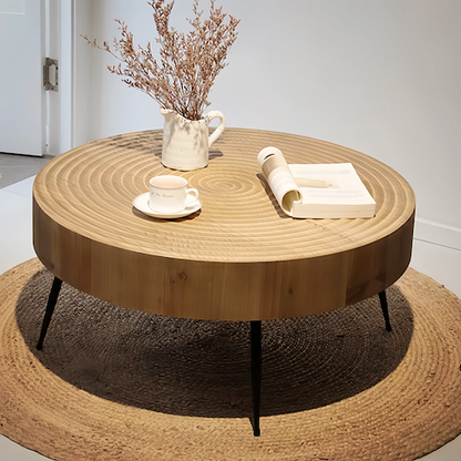 Round Pine Wood Coffee Table for Sale – Minimalist Design for Modern Living