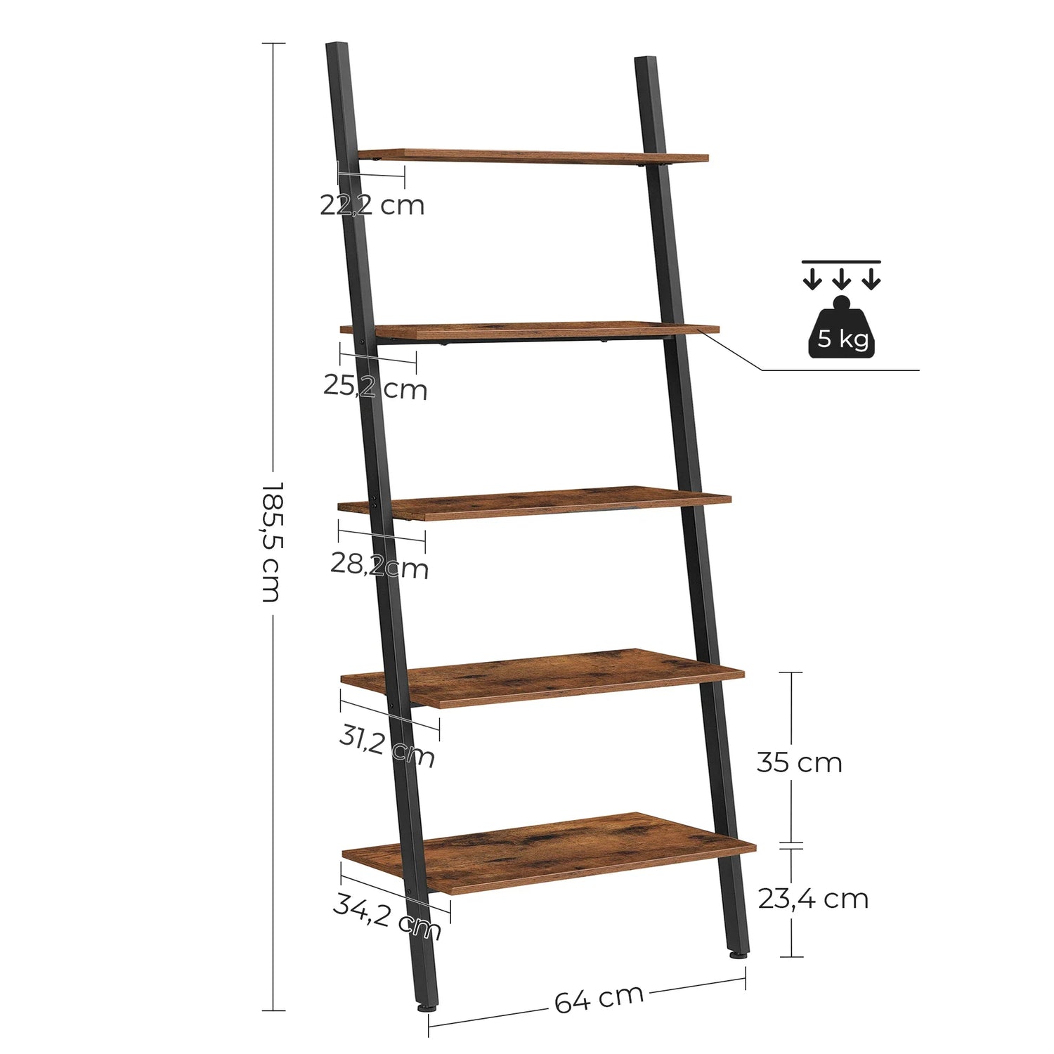 5-Tier Industrial Style Corner Wall Shelf: Maximize Your Space with Style